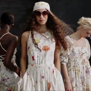 H&M linen floral open back dress